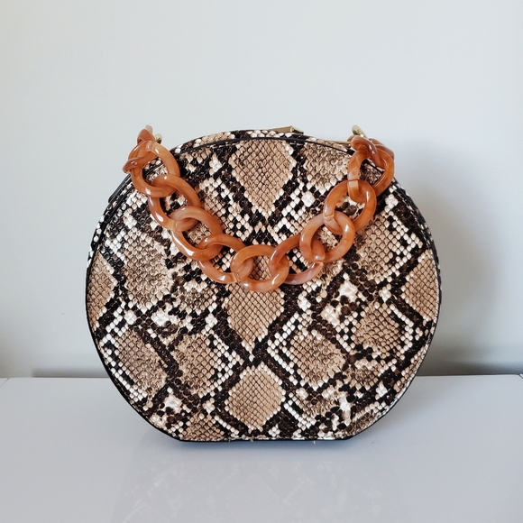 Snake Print Circle Crossbody Purse - Picture 2 of 8